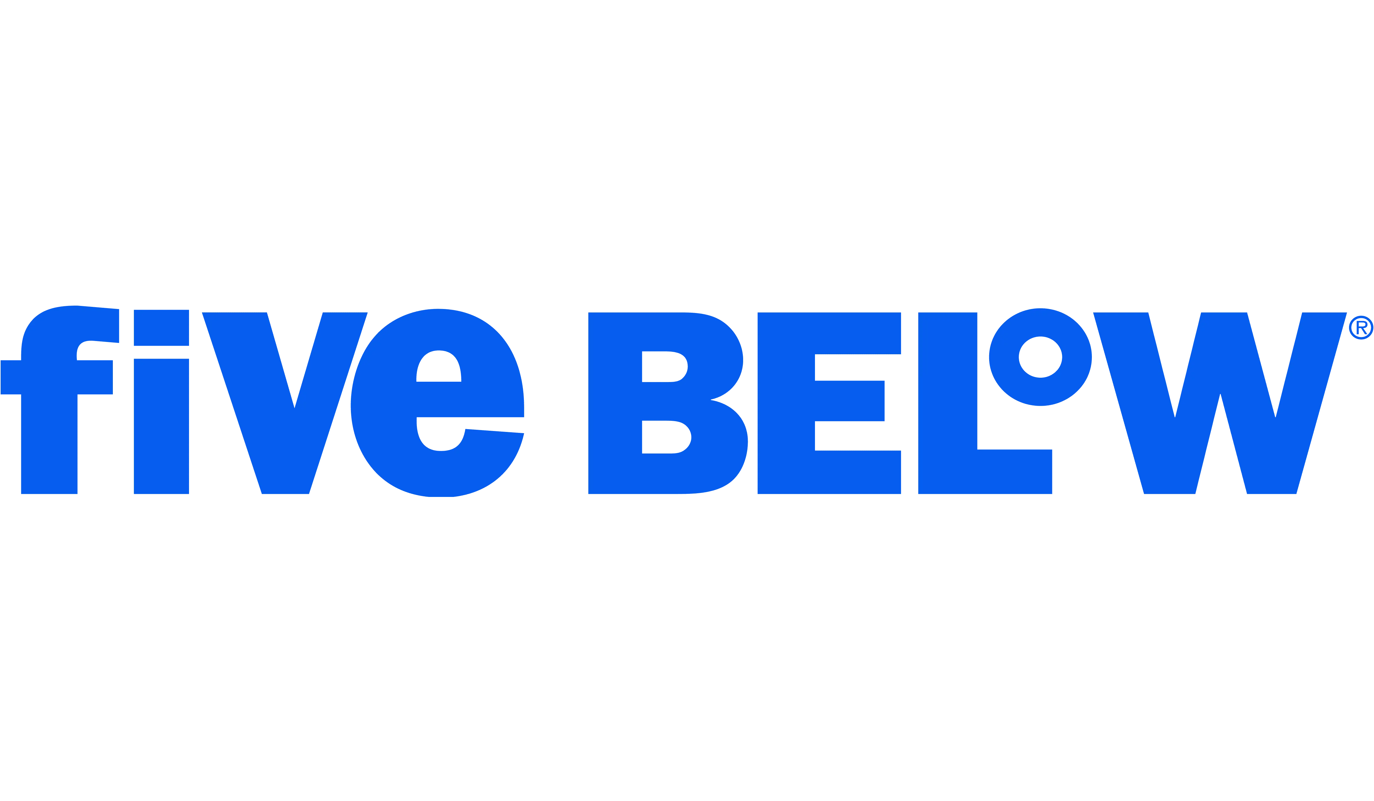 Logo of Five Below, a discount retail chain, featuring bold blue text on a white background